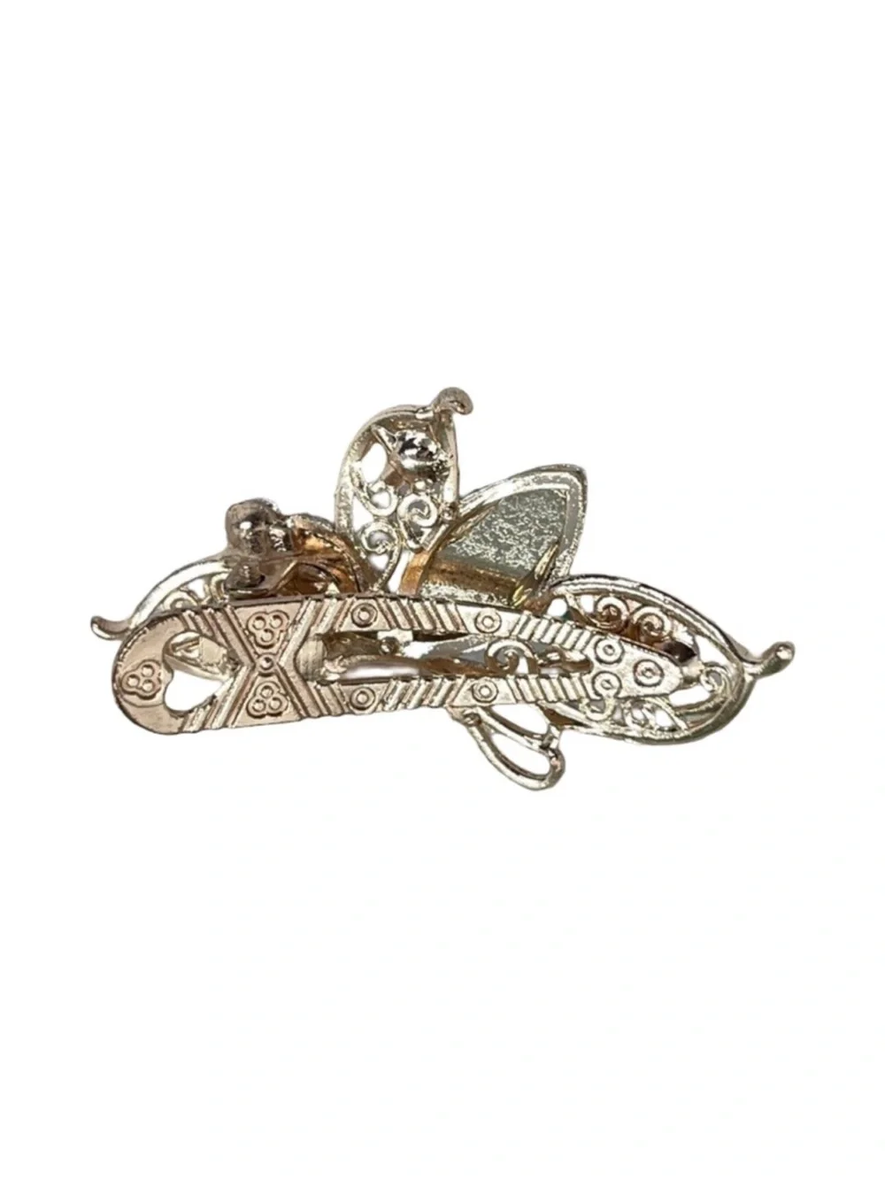 Gold-Tone Butterfly Hair Clip with Teal and Red Crystals FINAL PRICE DROP